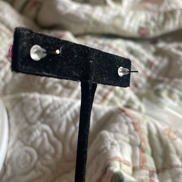 Pink Cracked Ball Stud Earrings - Picture 9 of 14